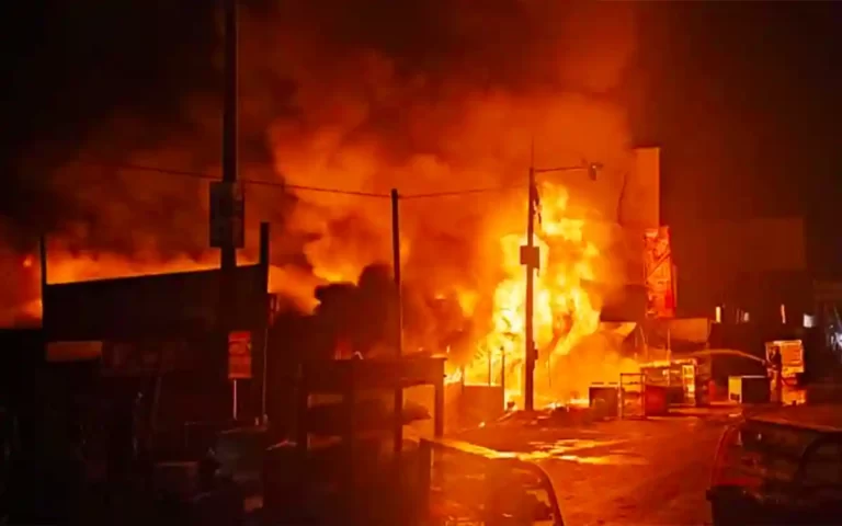 20 shops were burnt to ashes in a terrible fire at the bus station in Chandina, Cumilla