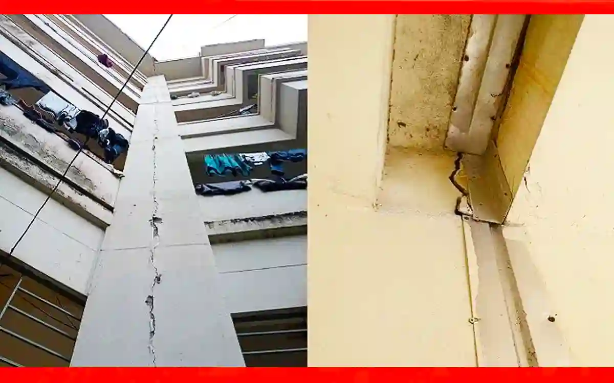 Cumilla University residential hall walls cracked due to earthquake
