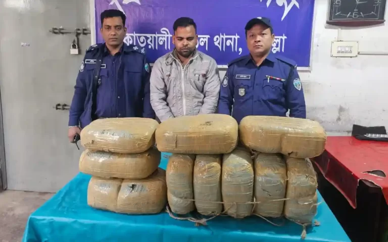 কুমিল্লায় মাদক ব্যবসায়ীকে গ্রেফতার, উদ্ধার ২০ কেজি গাঁজা