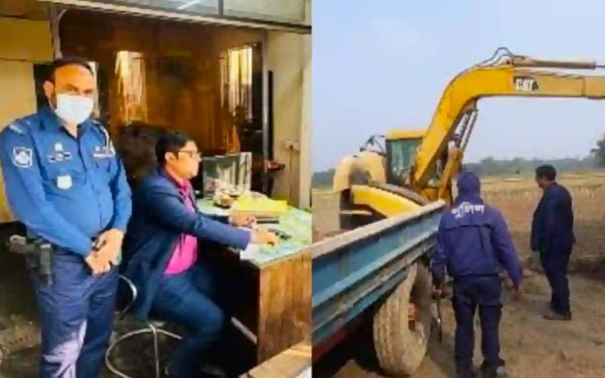 Fines and imprisonment for illegal dredger machine excavation in Cumilla
