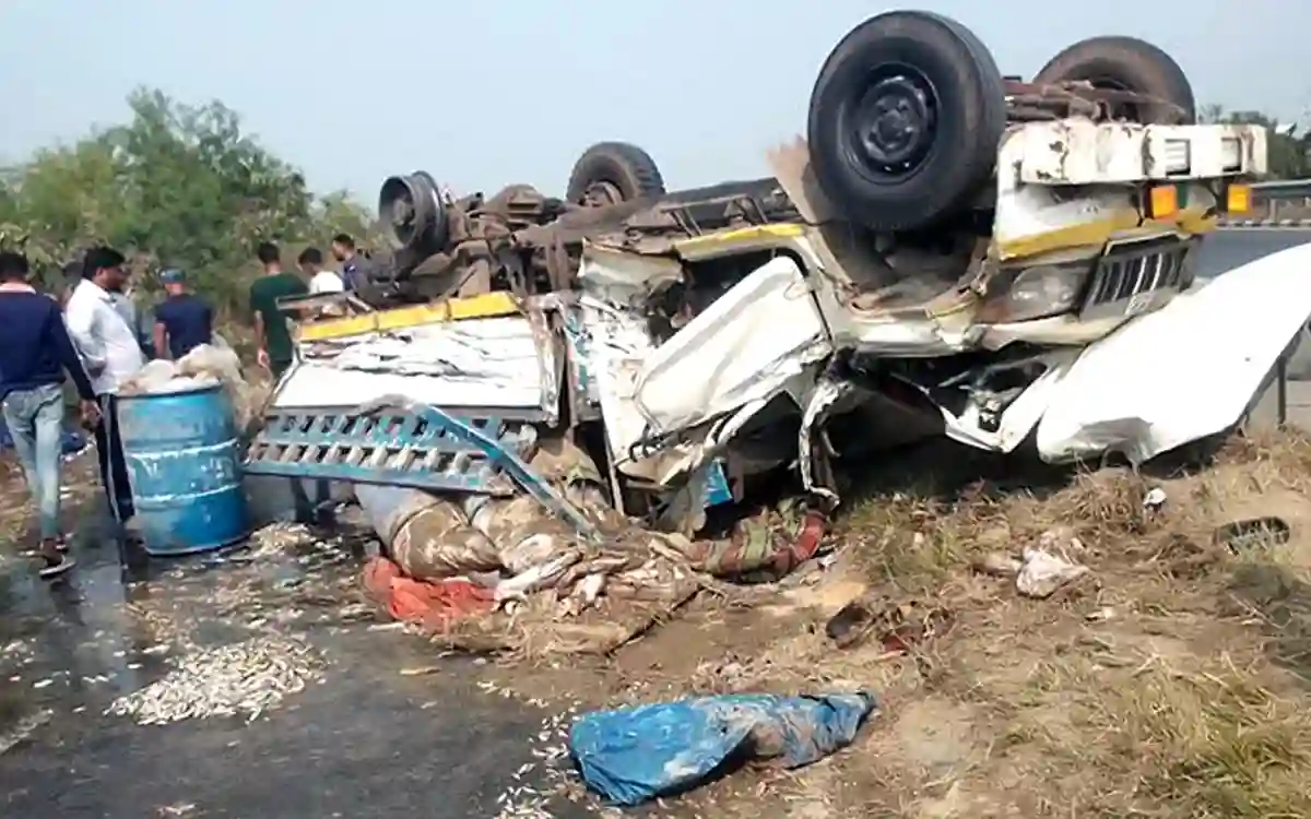 Four people lost their lives when a fish pickup overturned in Chandina, Cumilla