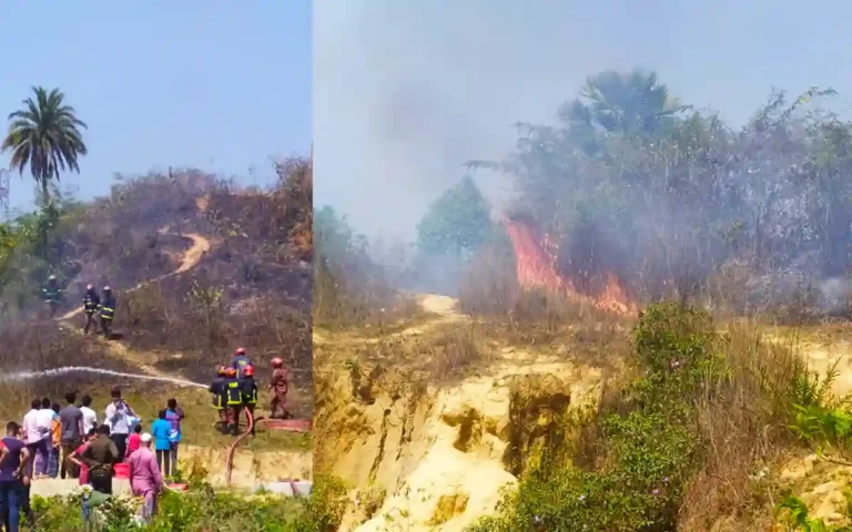 another fire threat in the hills of Cumilla University