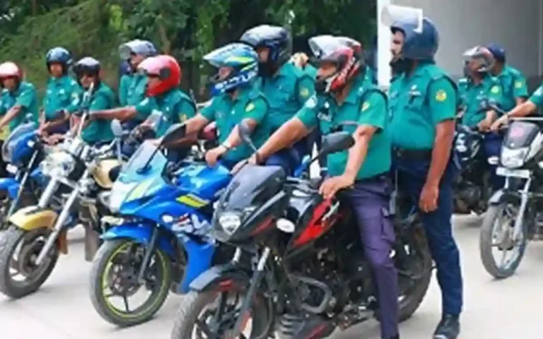 Policeman on motorcycle