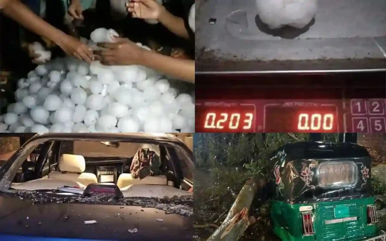 Sudden terrible hailstorm in Sylhet, broken windows of cars and houses