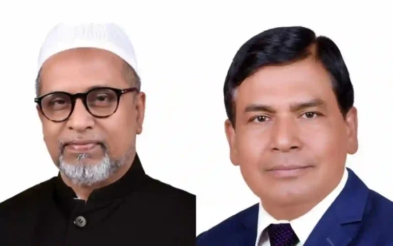 Newly elected chairman Hamid Latif Bhuiyan and Abdul Hai Bablu