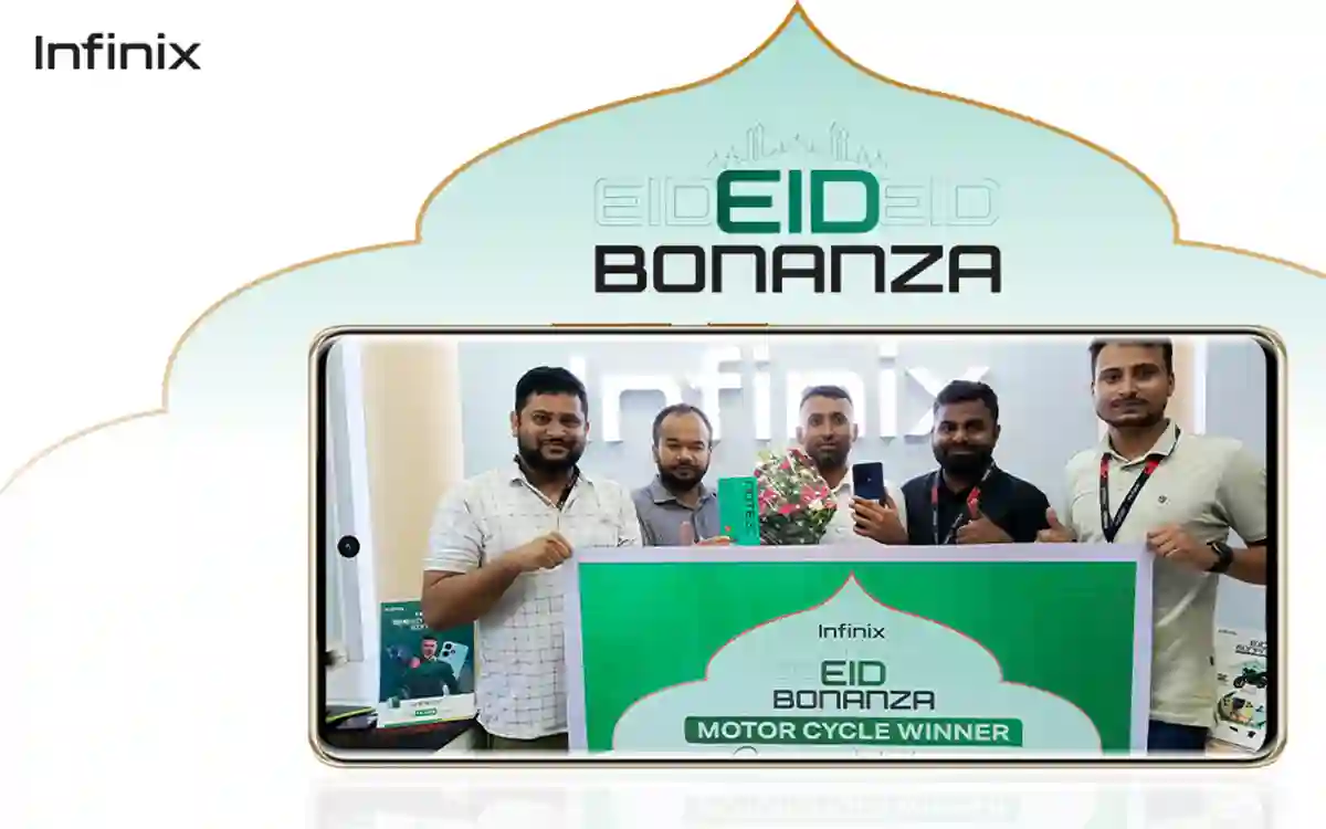 Russell of Gazipur won a bike by buying an Infinix smartphone