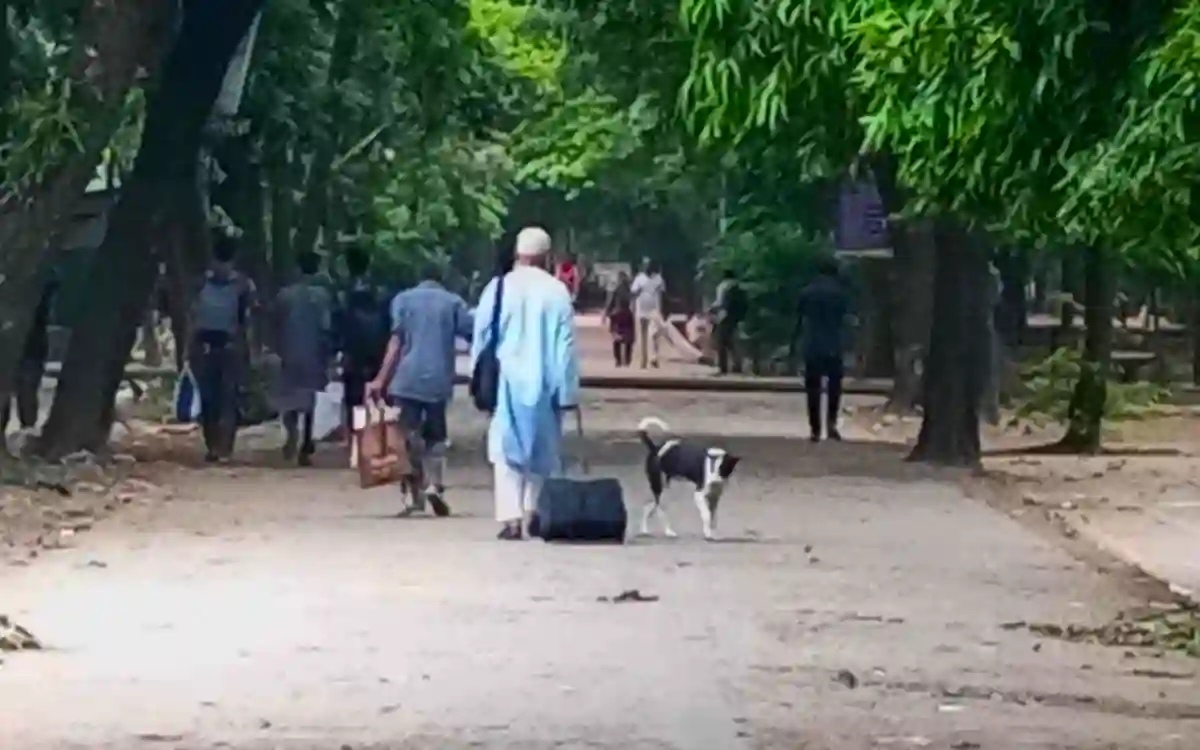 Students are leaving the hall