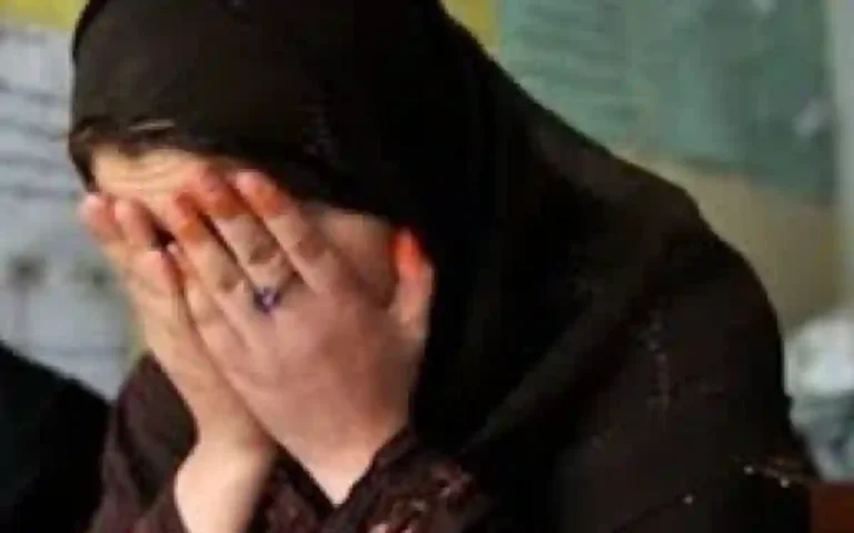 Women hiding face