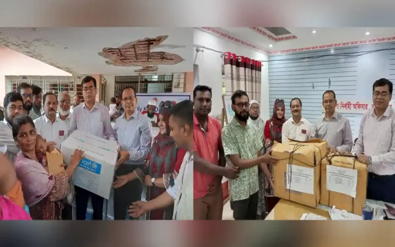 ব্রাহ্মণপাড়ায় বন্যার্ত শিশুদের পরিবারের মাঝে ইউনিসেফের ফ্যামিলি ও ডিগনিটি কিটস বিতরণ