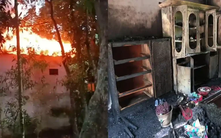 ব্রাহ্মণপাড়ায় শর্ট সার্কিটের আগুনে দিনমজুর কৃষকের ঘর পুড়ে ছাই