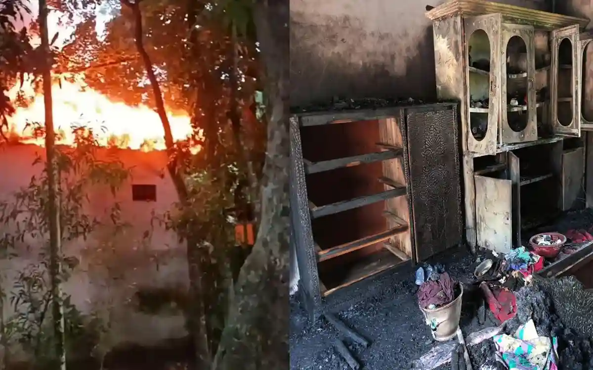ব্রাহ্মণপাড়ায় শর্ট সার্কিটের আগুনে দিনমজুর কৃষকের ঘর পুড়ে ছাই