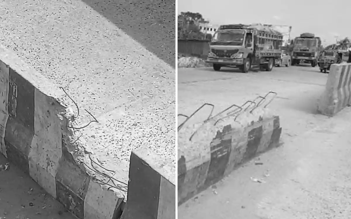 RisingCumilla - The highway divider is being cut in the darkness of the night in Daudkandi, Cumilla!