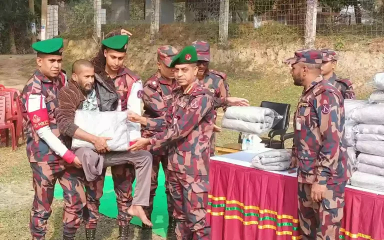 BGB distributed blankets among the cold in Comilla