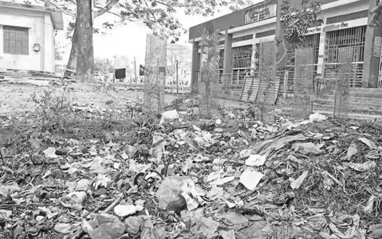 In Comilla, there is garbage next to the school, students are at risk of health