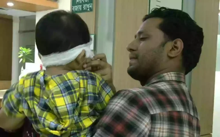 The problem is in the left eye, in the operation of the child's right eye