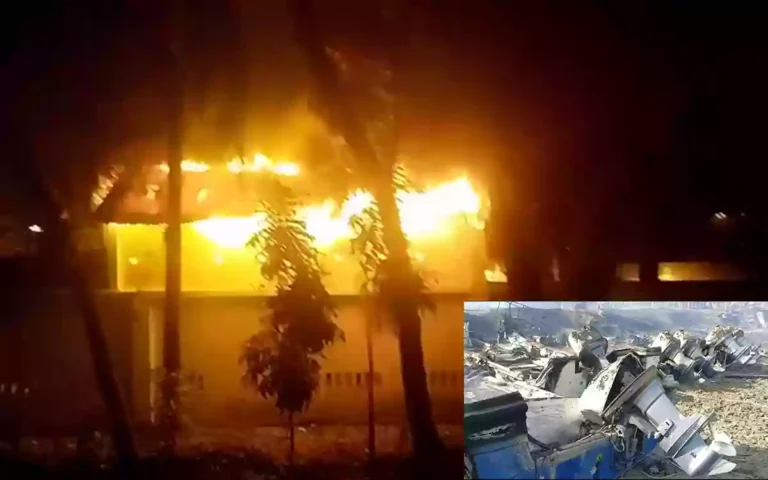 Two houses and 11 boats of former Hatiya MP Mohammad Ali were on fire