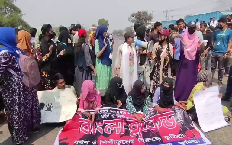 Highway blockade in Comilla demanding justice for all rape victims, including Sohagi Jahan Tonu