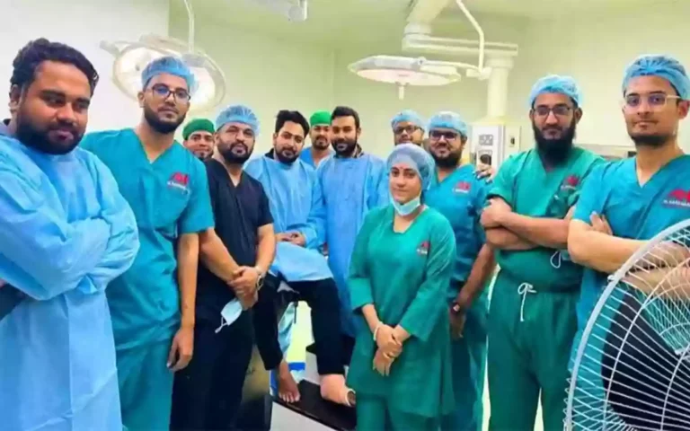 Nahid Islam receives treatment at Sylhet hospital after suffering leg injury