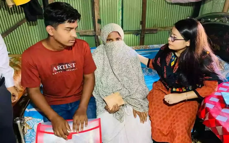 Nahid, who lost her father on the first day of her exams, received financial assistance from the Comilla District Commissioner.