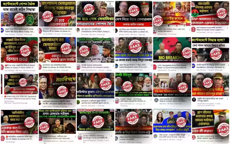 সেনাবাহিনী ও সেনাপ্রধানকে নিয়ে ভুয়া তথ্য: ২৪টি ভুয়া খবর শনাক্ত