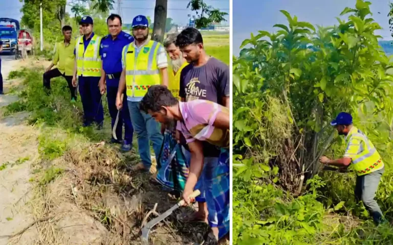 Highway police are clearing bushes along the highway to prevent robberies in Comilla.