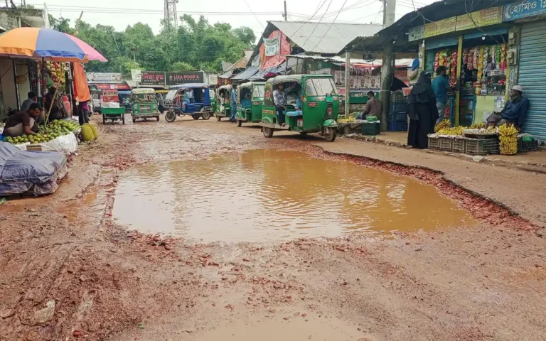 চান্দিনার মাধাইয়া-নবাবপুর সড়ক যেন মরণ ফাঁদ: গর্ত আর খানাখন্দে যান চলাচল ব্যহত