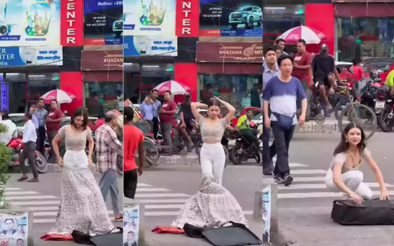 A brawl broke out over a young woman wearing a lehenga in the middle of a Gulshan road!
