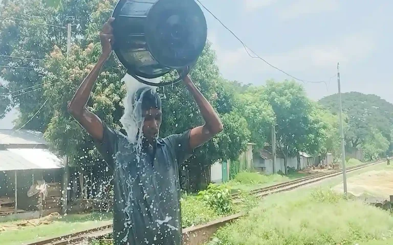 Rising Cumilla -Bathing with milk to overcome mourning after wife divorces him