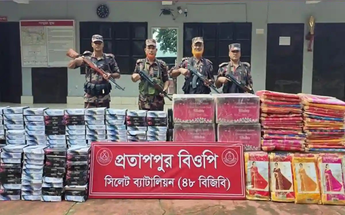 Rising Cumilla -Indian smuggled goods worth Tk 6 crore, including sarees and skin brightening cream, seized