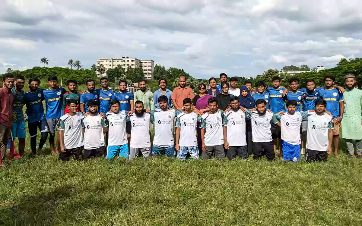 16th batch wins inter-batch football tournament at Kuber English department