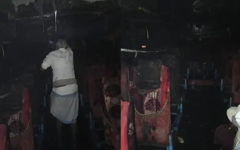 নোয়াখালীতে টার্মিনালে থাকা বাসে আগুন
