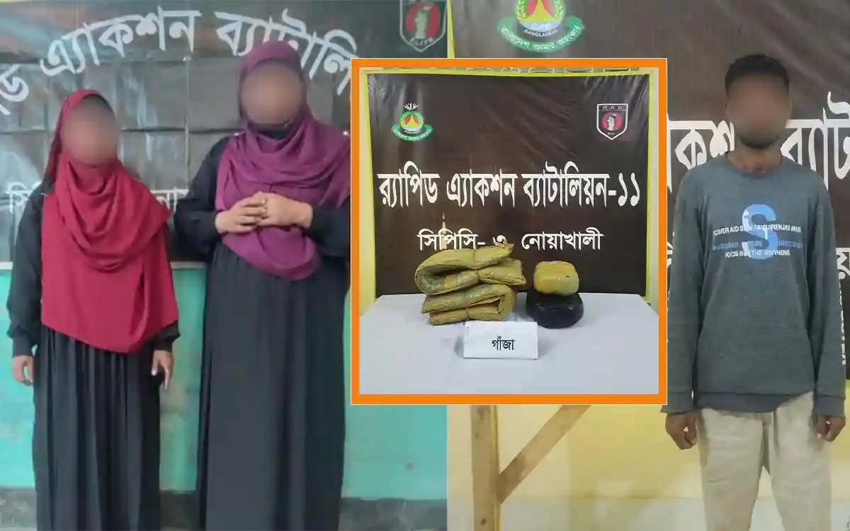 Rising Cumilla - 3 drug dealers arrested with 12.5 kg of marijuana in Noakhali RAB operation