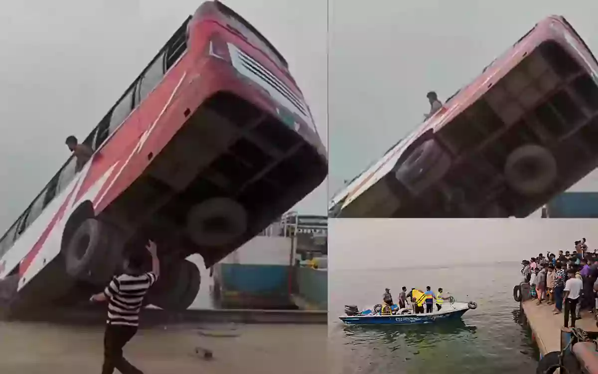 Rising Cumilla - Divers cannot enter the bus because it is under the pontoon, and the doors and windows cannot be broken.