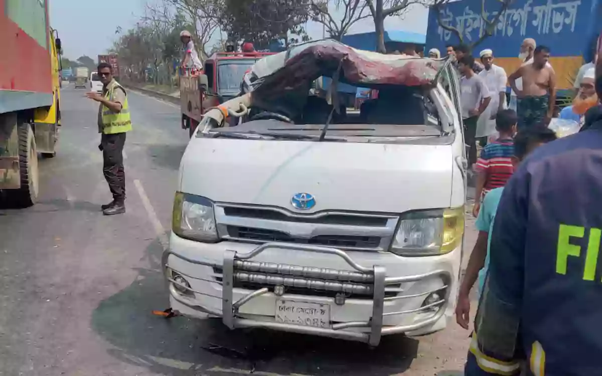 Rising Cumilla - Microbus crushed by bus in Chandina, Comilla