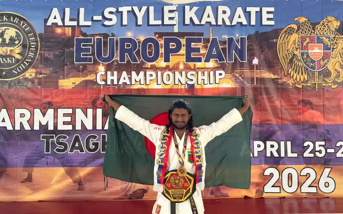 ইউরোপিয়ান কারাতে চ্যাম্পিয়নশিপে চ্যাম্পিয়ন হলেন কুমিল্লার মাহিন