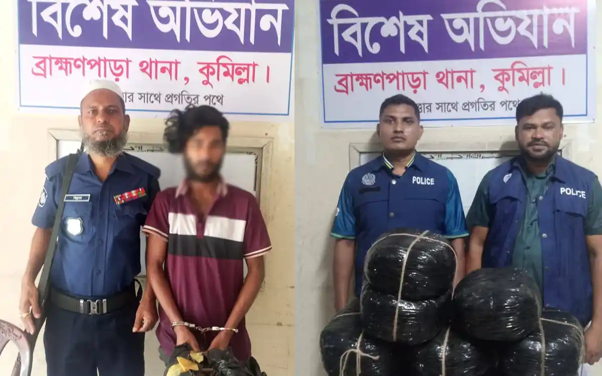 ব্রাহ্মণপাড়ায় পুলিশের অভিযানে ৩১ কেজি গাঁজা উদ্ধার, গ্রেফতার ১