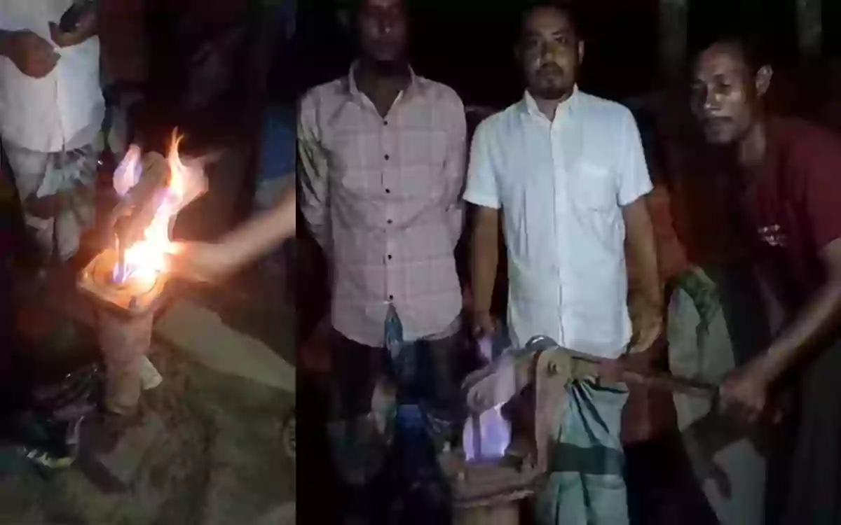 Rising Cumilla - Fire breaks out at a new tubewell in Noakhali S Son S A match 2 lit