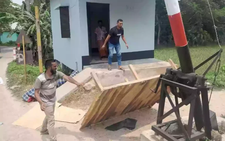 Rising Cumilla - Furniture being moved to prevent gatemen from falling asleep at railway level crossing in Comilla