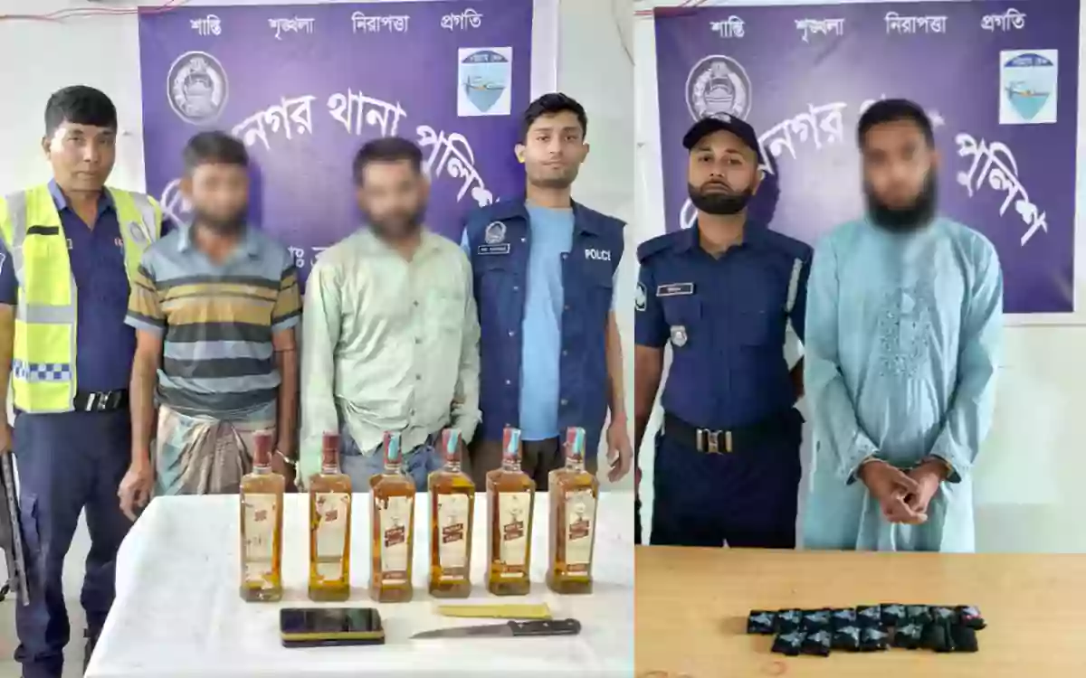 বিজয়নগরে ৩ হাজার ২০০ পিস ইয়াবা ও বিদেশি মদ উদ্ধার, গ্রেফতার ৩