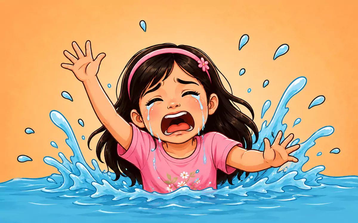 Rising Cumilla - Crying girl in water splashes