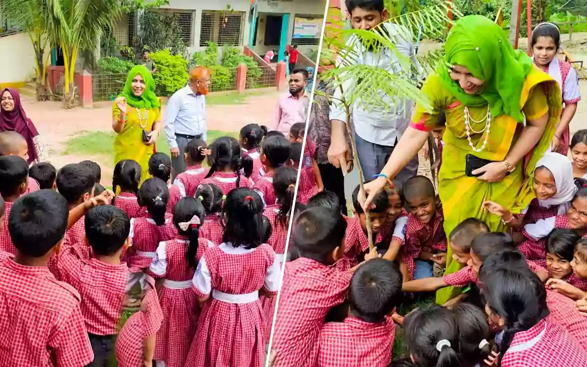 Rising Cumilla - The UNO of Brahmanpara, Comilla, cleaned the school and planted trees with students on the first day of opening.