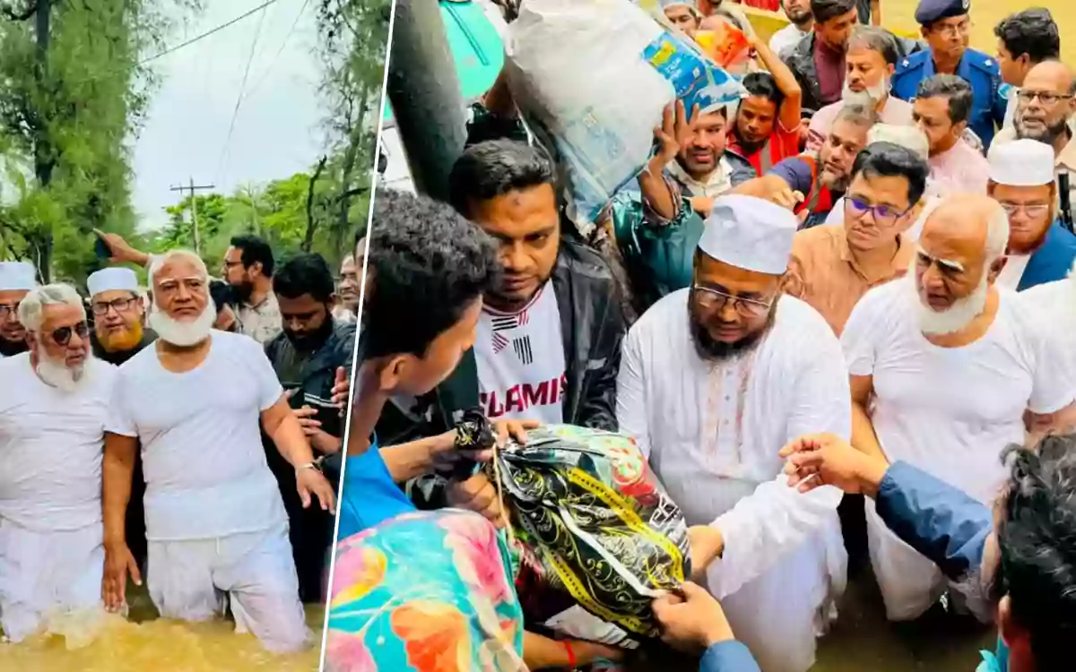 Rising Cumilla - Jamaat Ameer steps into knee-to-waist-deep water, pledges support to flood victims.