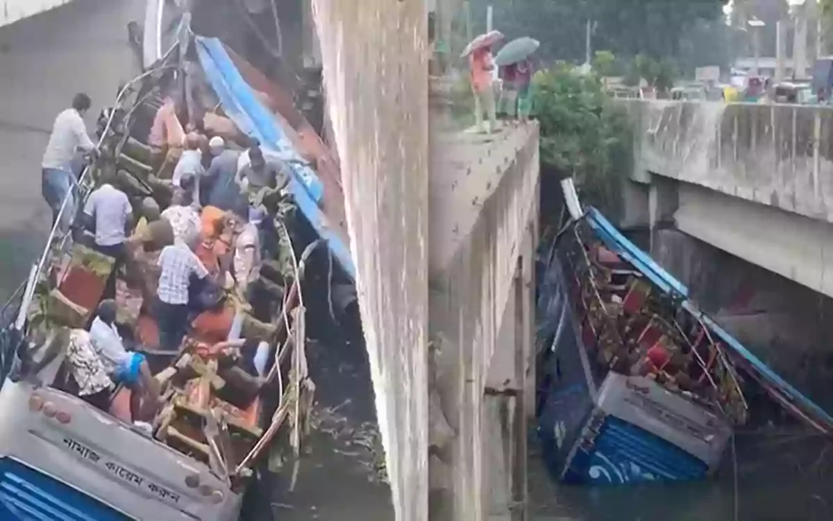 RisingCumilla - One passenger died and at least 10 others were injured after a bus lost control and plunged into a ditch in Manikganj.