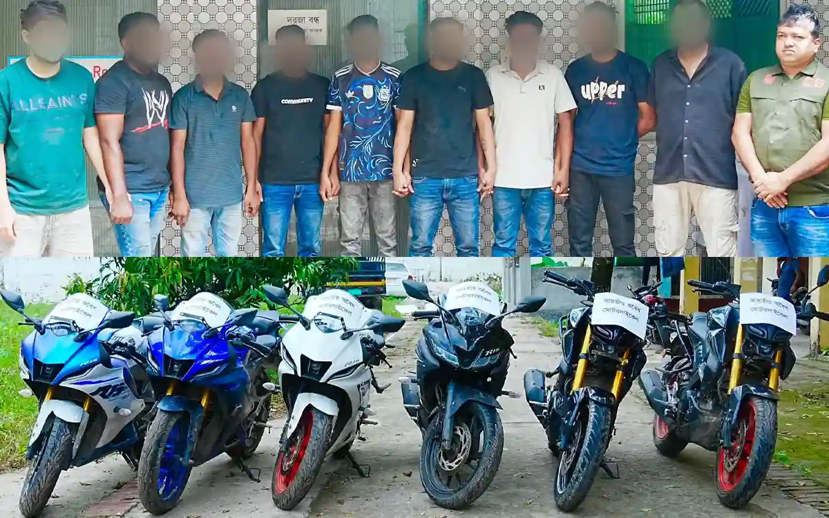 কুমিল্লায় ৬ অবৈধ ভারতীয় মোটরসাইকেলসহ গ্রেপ্তার ৯