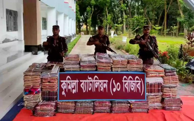 RisingCumilla - Indian sarees worth Tk 1.15 crore seized in BGB raids in Cumilla and Feni.