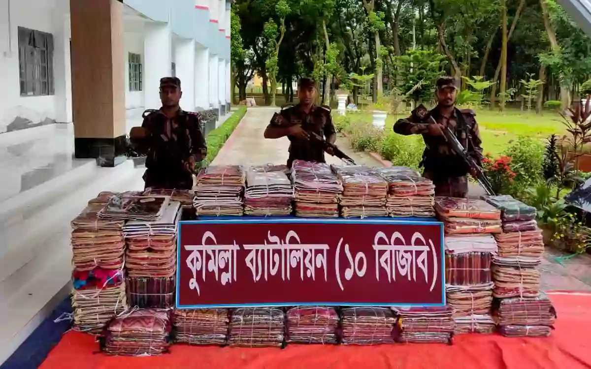 RisingCumilla - Indian sarees worth Tk 1.15 crore seized in BGB raids in Cumilla and Feni.